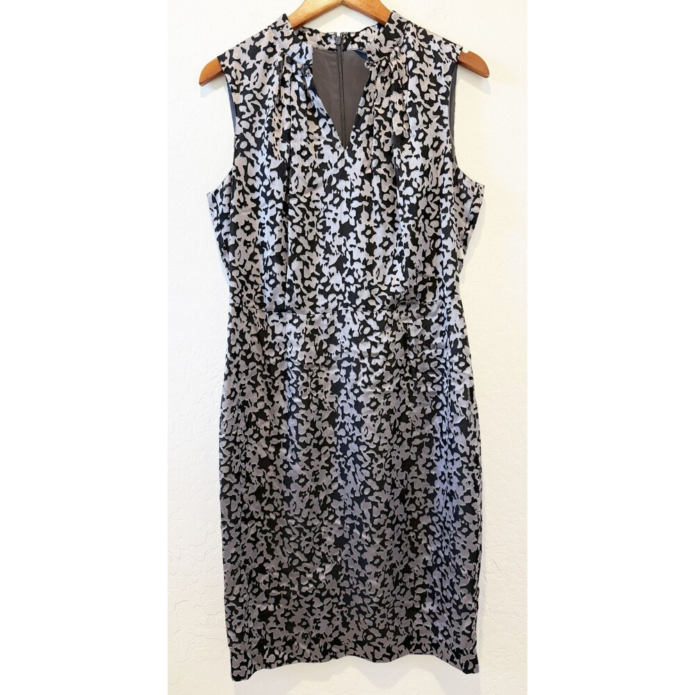 NWT Brooks Brothers Floral Burnout Sheath Dress sz. 8 M Gray Black Midi Luxury